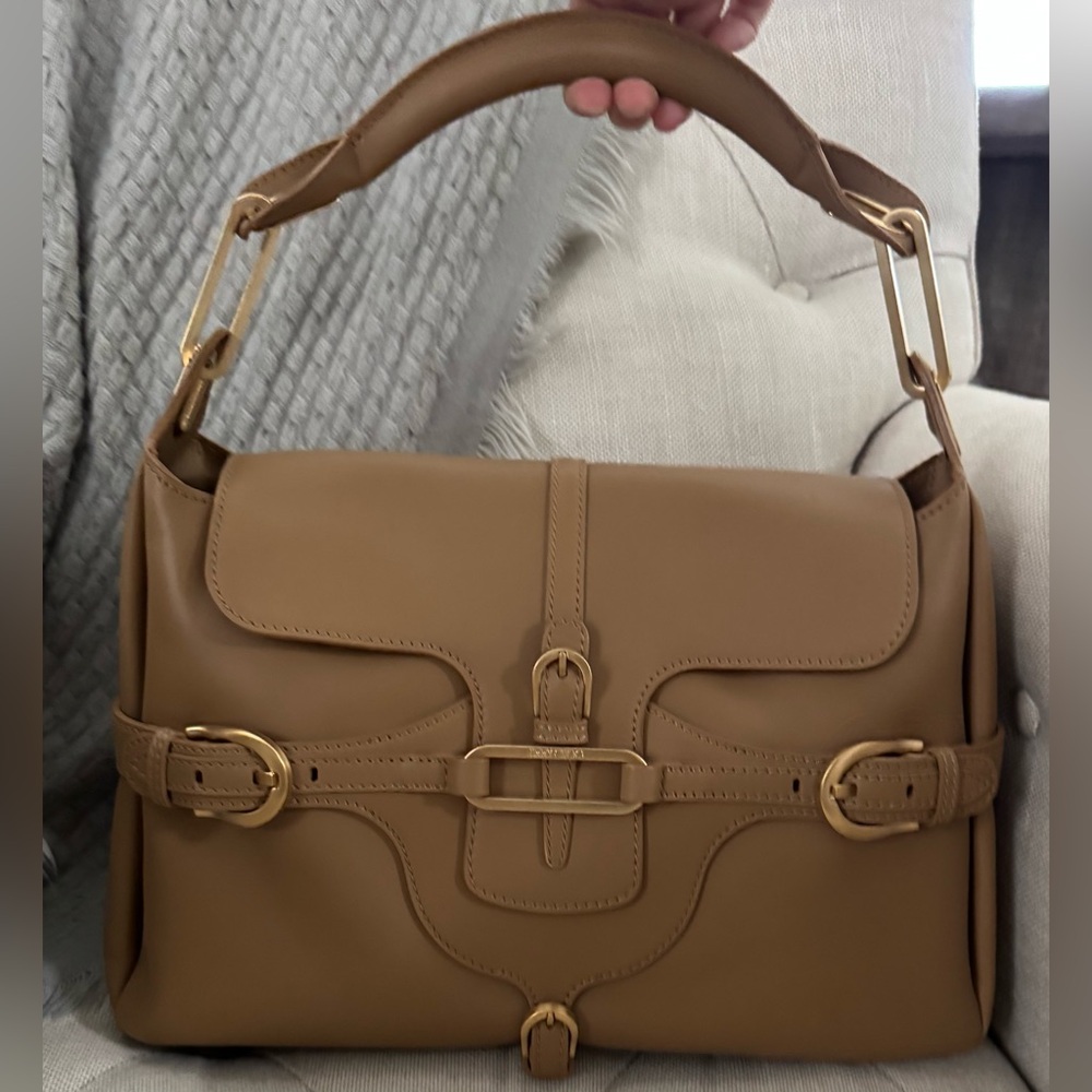 🩶SOLD🩶 Jimmy Choo Gold and Tan Structured Shoulder Bag